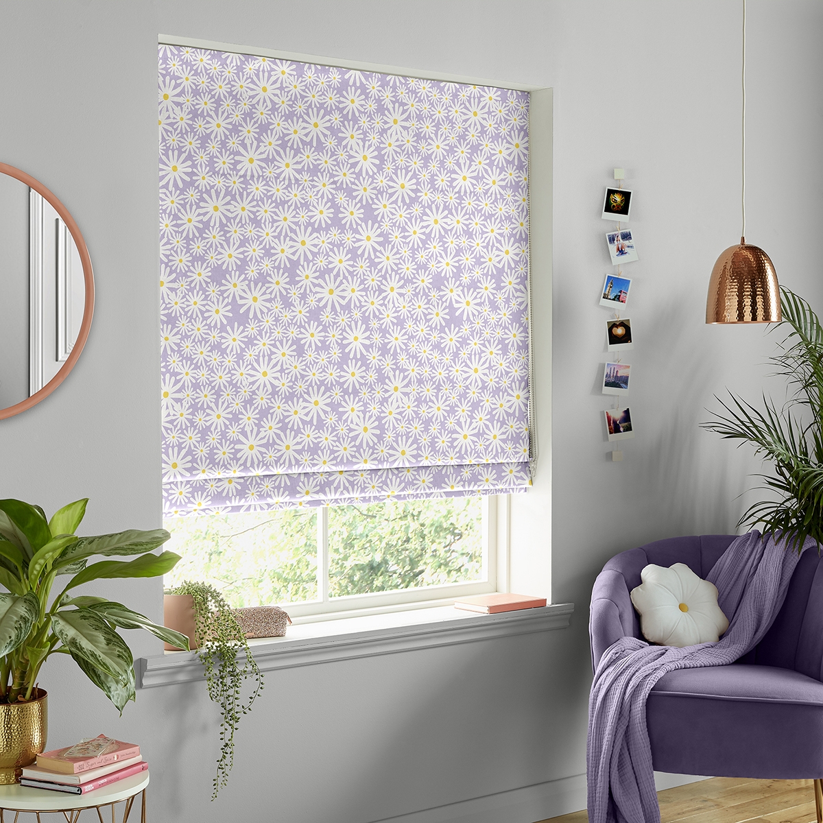 Product photograph of Daisy Lilac Roman Blind from Choice Furniture Superstore.